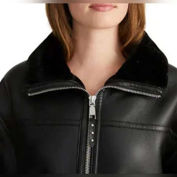Rebecca Minkoff Vegan Shearling Car Coat Small - Picture 3 of 16